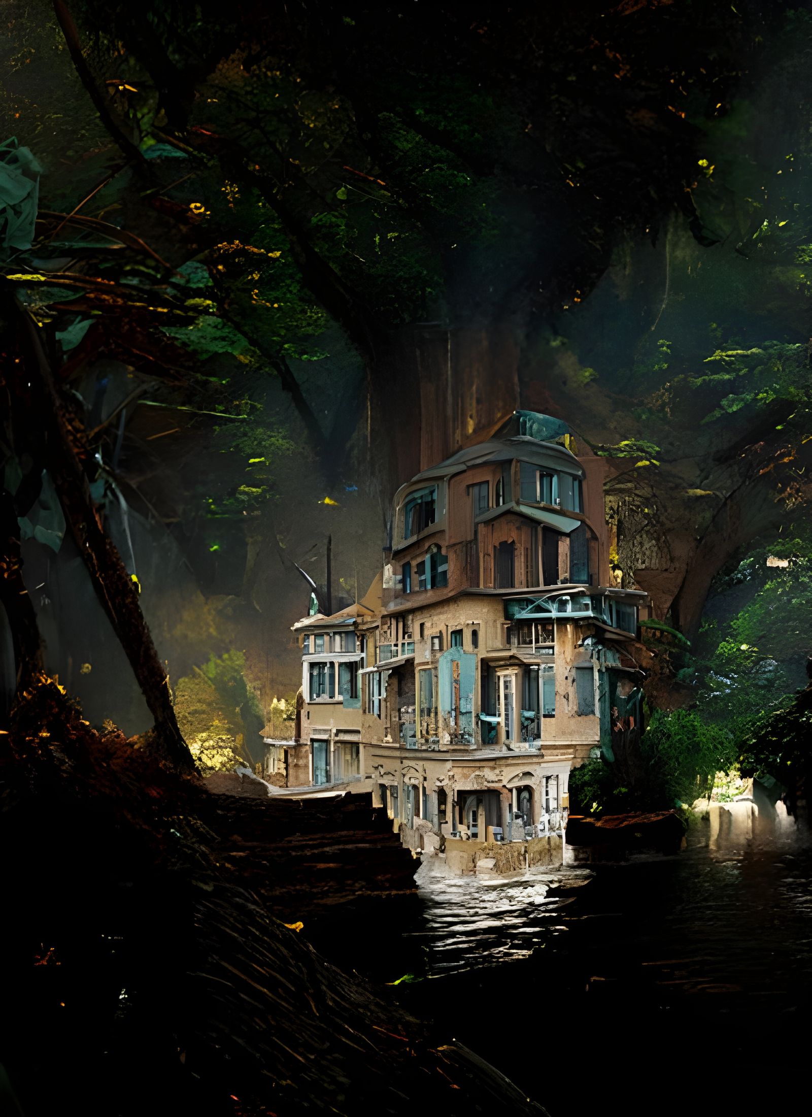 Dystopian Steampunk Jungle Decay: Industrial Age Art