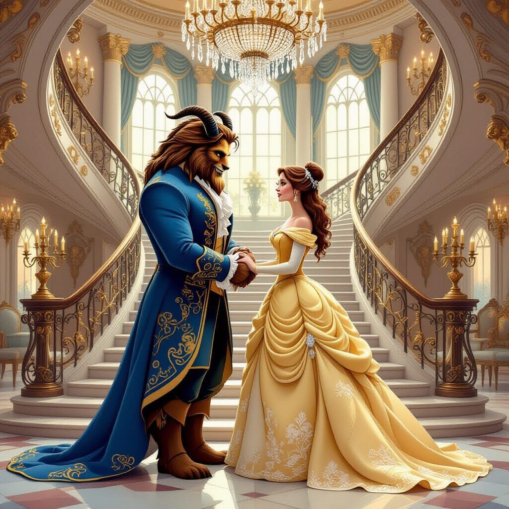 Beauty and the Beast Ballroom Illustration