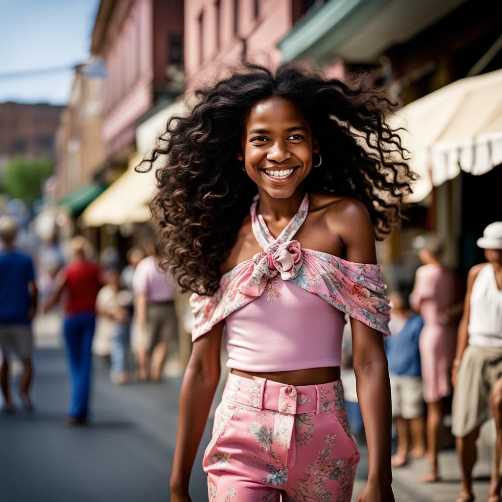 Smiling Girl in Waterfront Town: Professional Portrait
