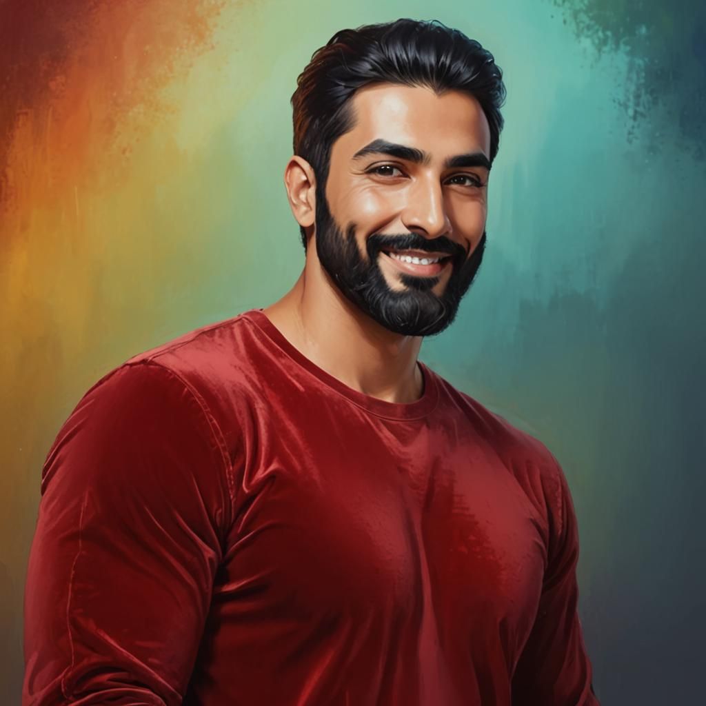 Arab Man Portrait in Alcohol Ink Style Digital Art