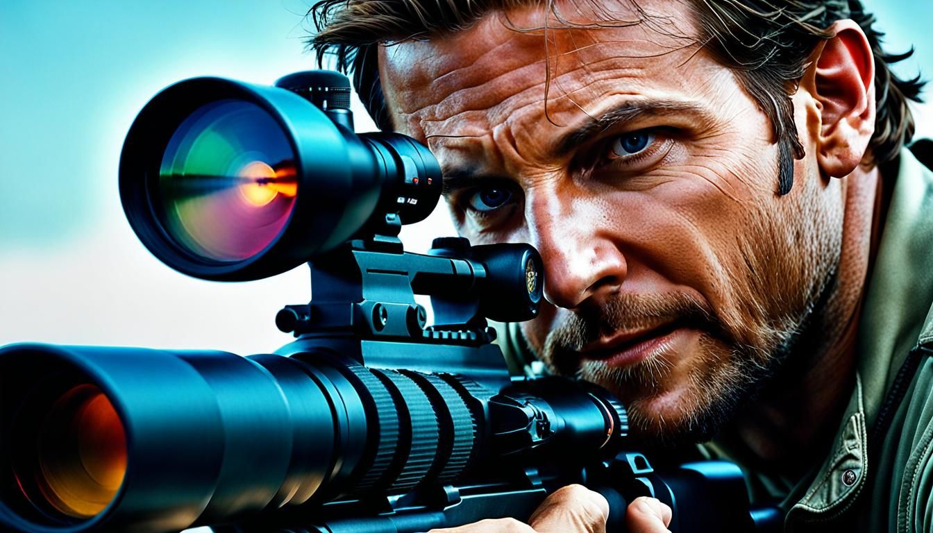 Hyperrealistic Close-up of a Character with Gun