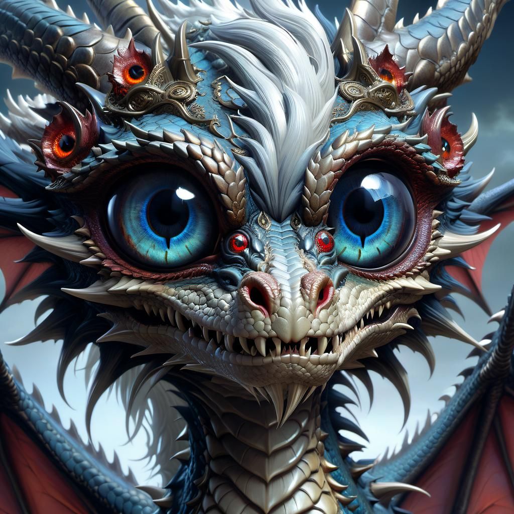 Adorable Zombie Dragon Portrait in Anime Style