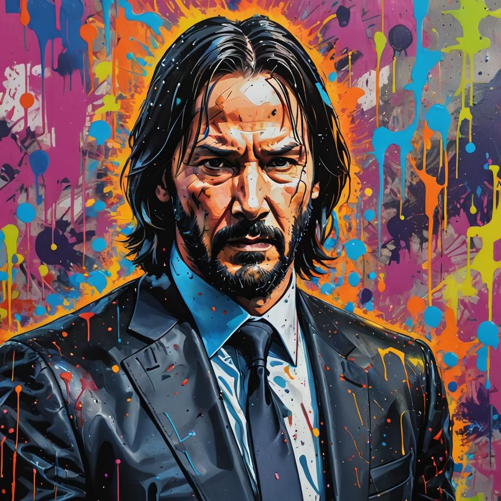 Vibrant Pop Art Portrait in Graffiti Style