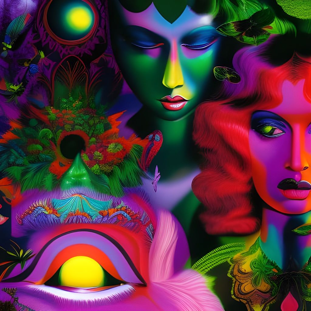 Psychedelic Forest Art with Optical Illusions