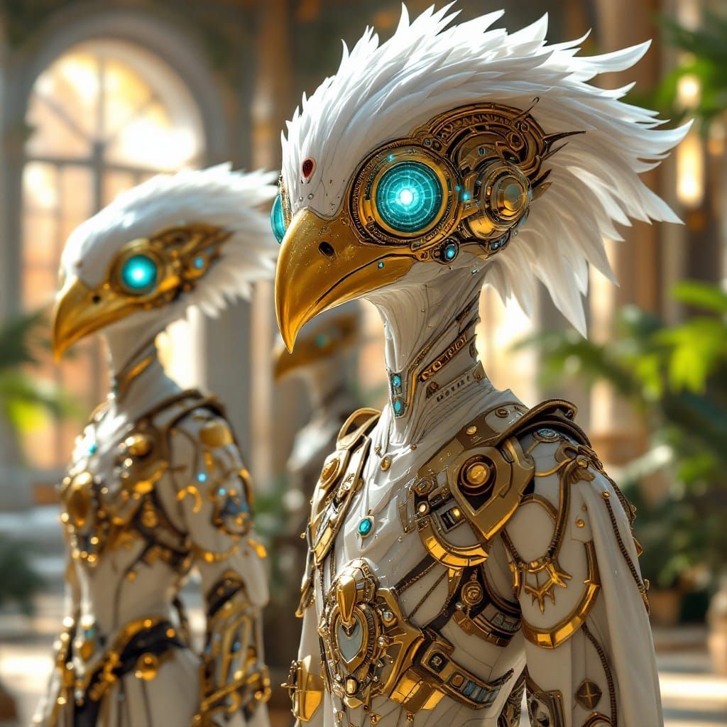 Regal Space Fowl in Futuristic Armor