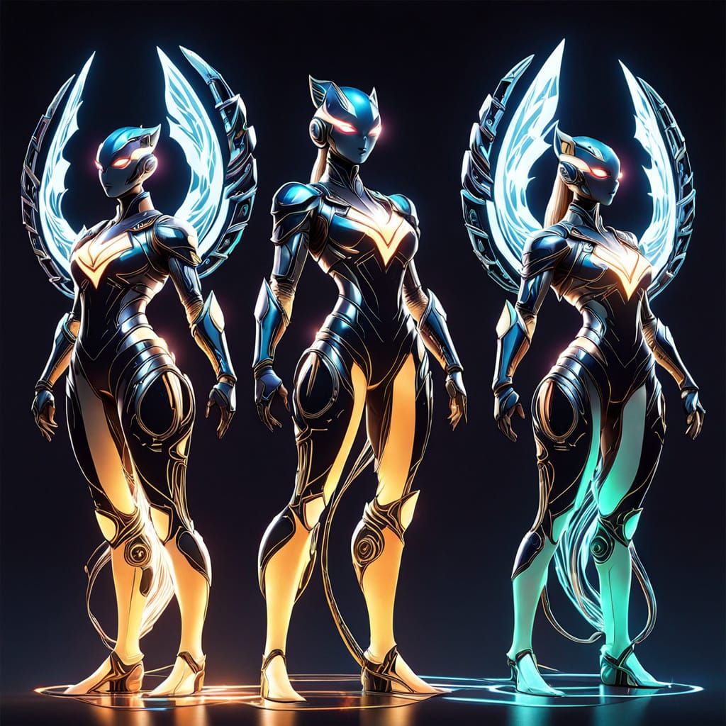 Futuristic Glowing Forms: Hyperdetailed Qi Cultivators