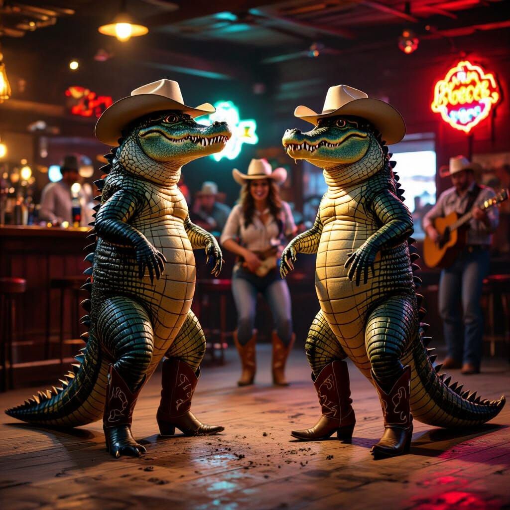 Alligator Shifters Line Dancing in a Cowboy Bar