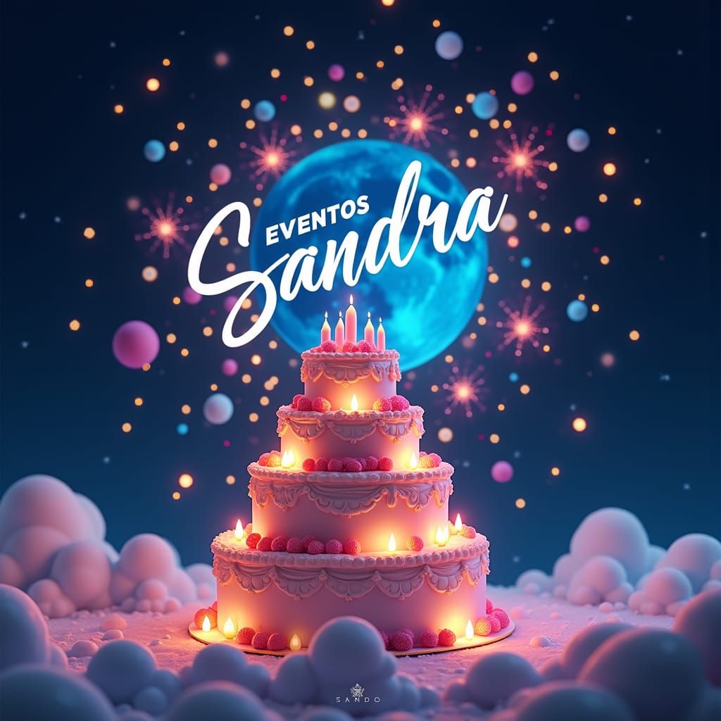 Eventos Sandra Logo in a Fantasy Conceptual Art Style