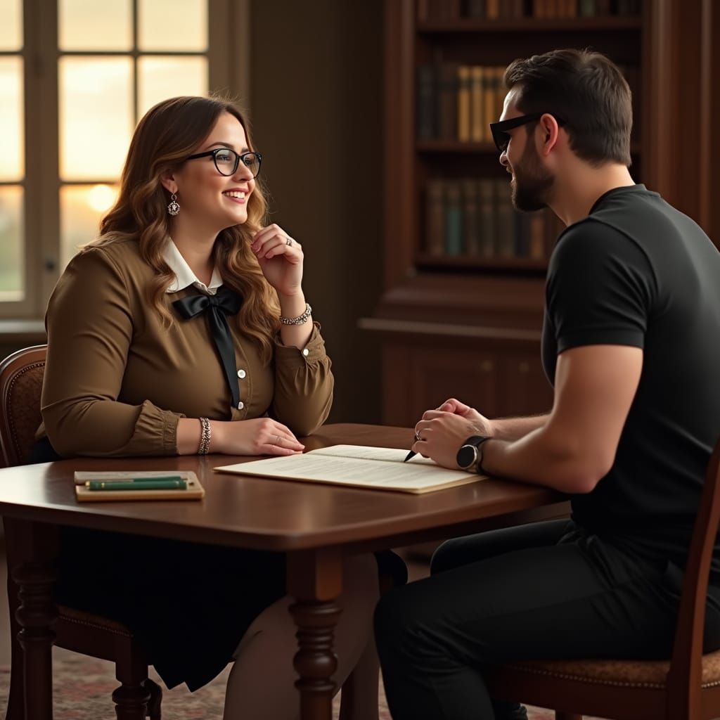 Plus Size Teacher Instructs The Punisher In Elegant Library