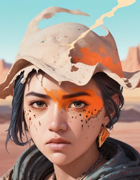 Hyperrealistic Desert Ghost Town Splash Art