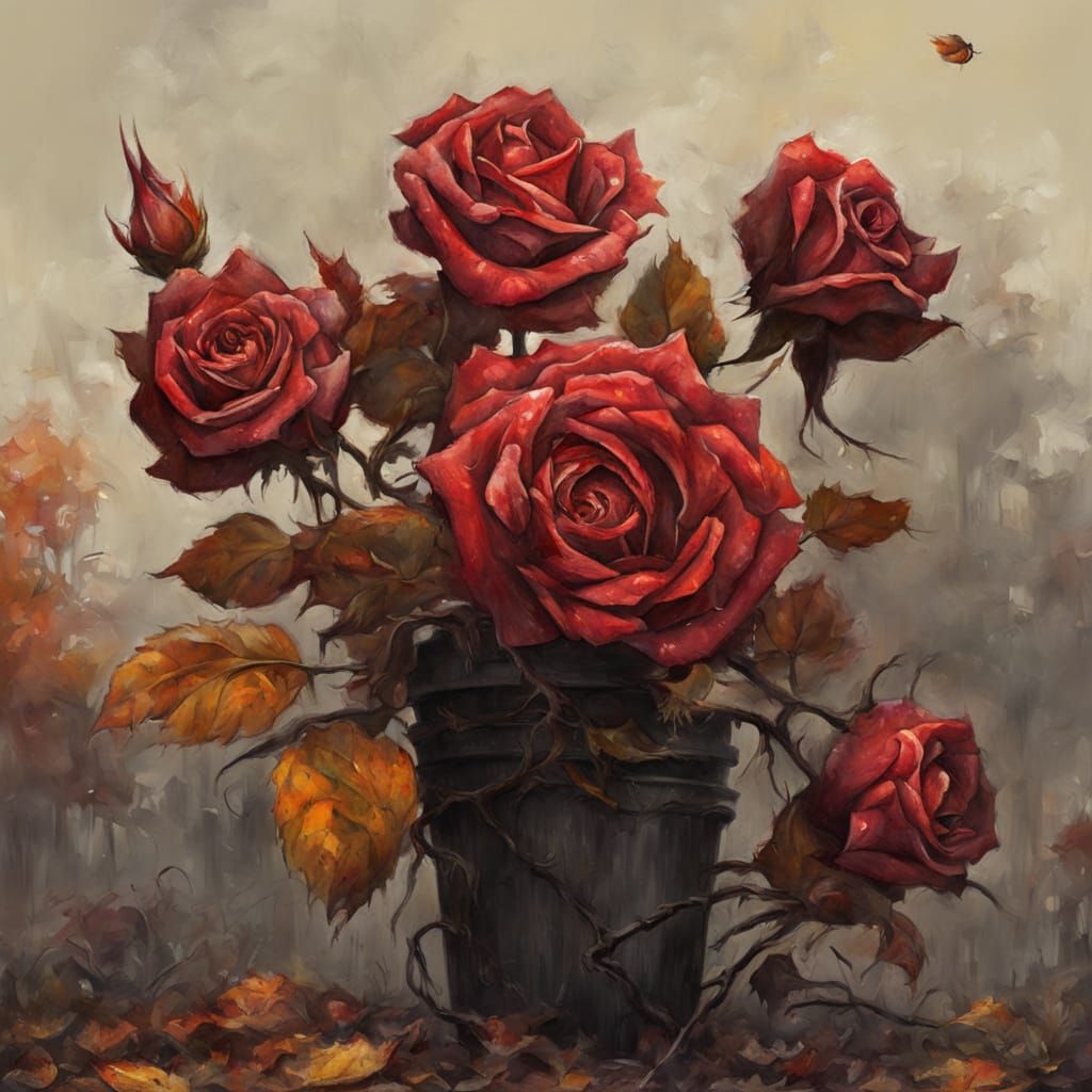 Sinister Autumn Harvest Rose Painting
