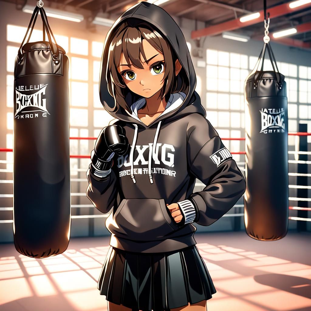 Anime Boxer in Ring with Vivid Lighting