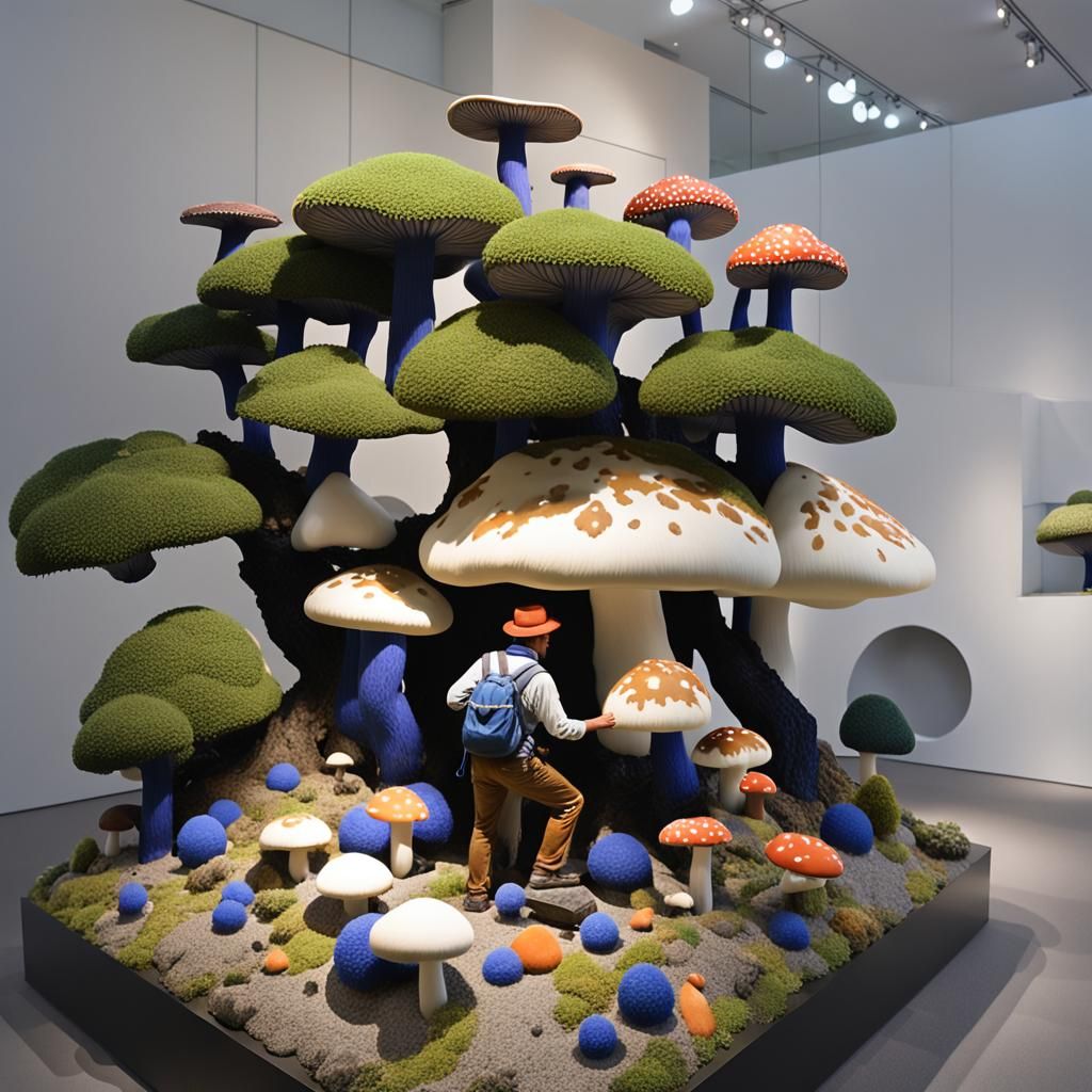 Giant Mushrooms in a Modern Art Museum