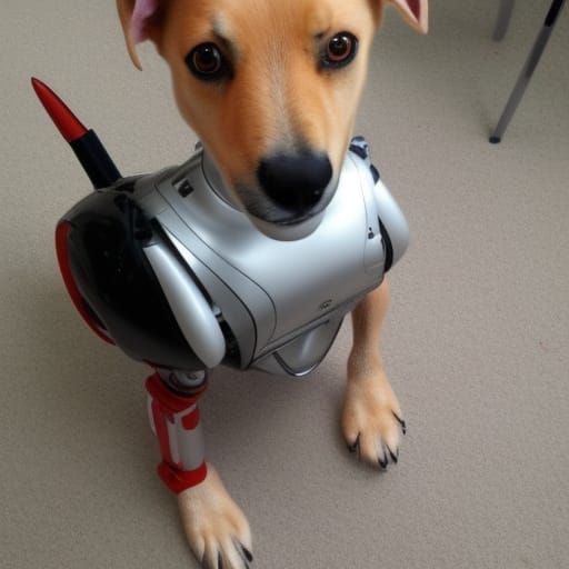 Stylized Robot Dog in Comic Book Style