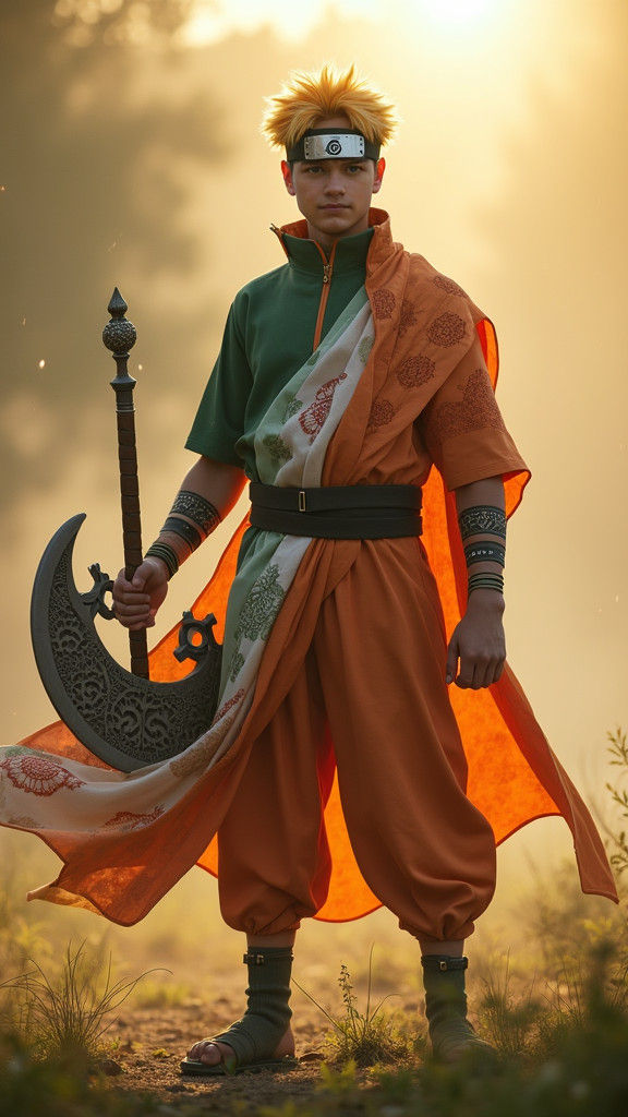 Naruto in Indian Ninja Costume: 8K Cinematic Still