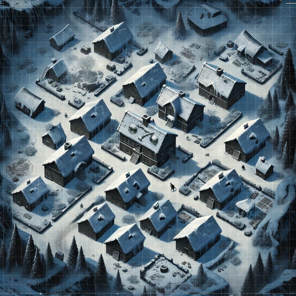 Winter Village in the Grip of Cold Silence
