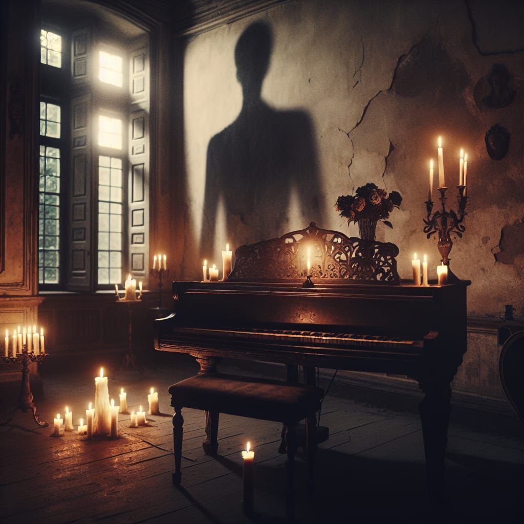 Eerie Shadow Figure in Abandoned Mansion