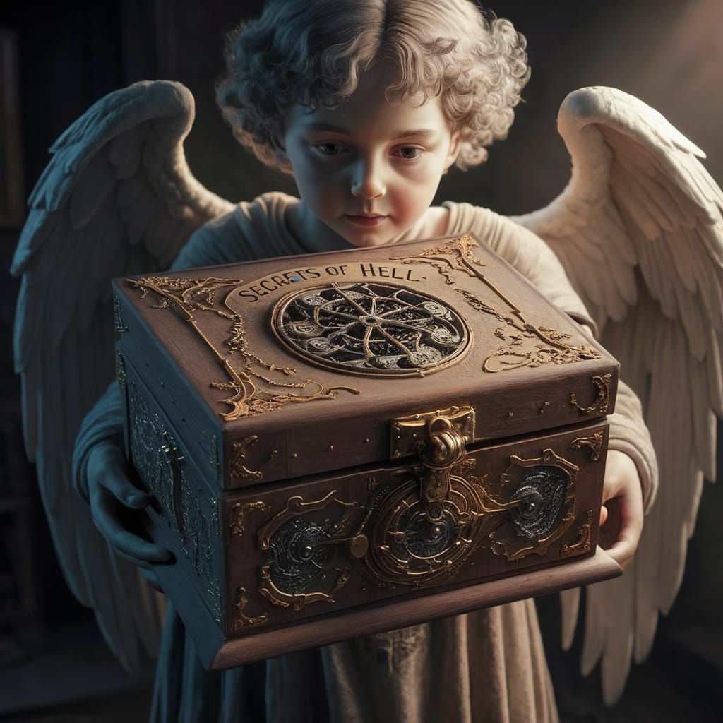 Angel with Intricate Mechanical Box