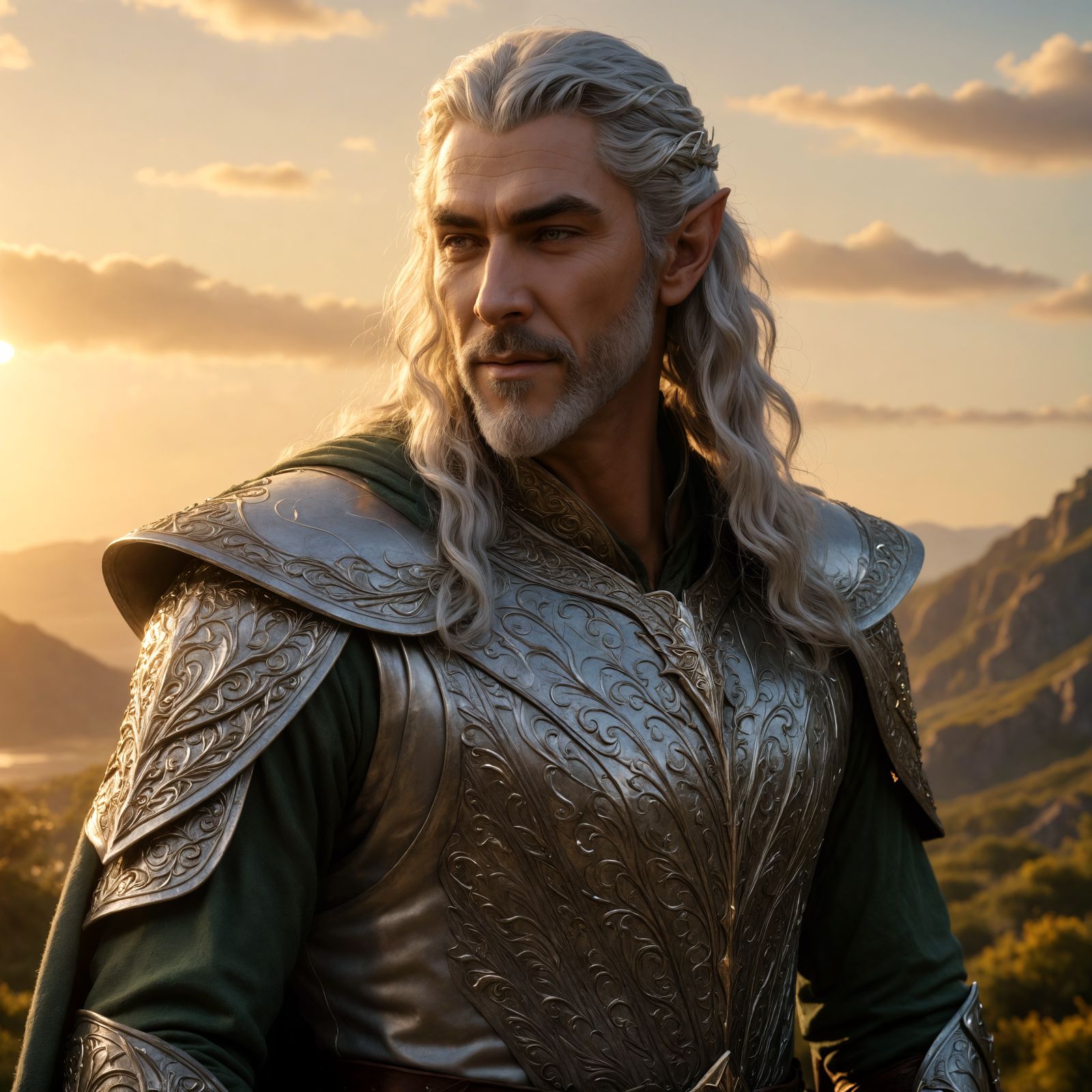 Handsome Elven King with Silver Hair and Smirk
