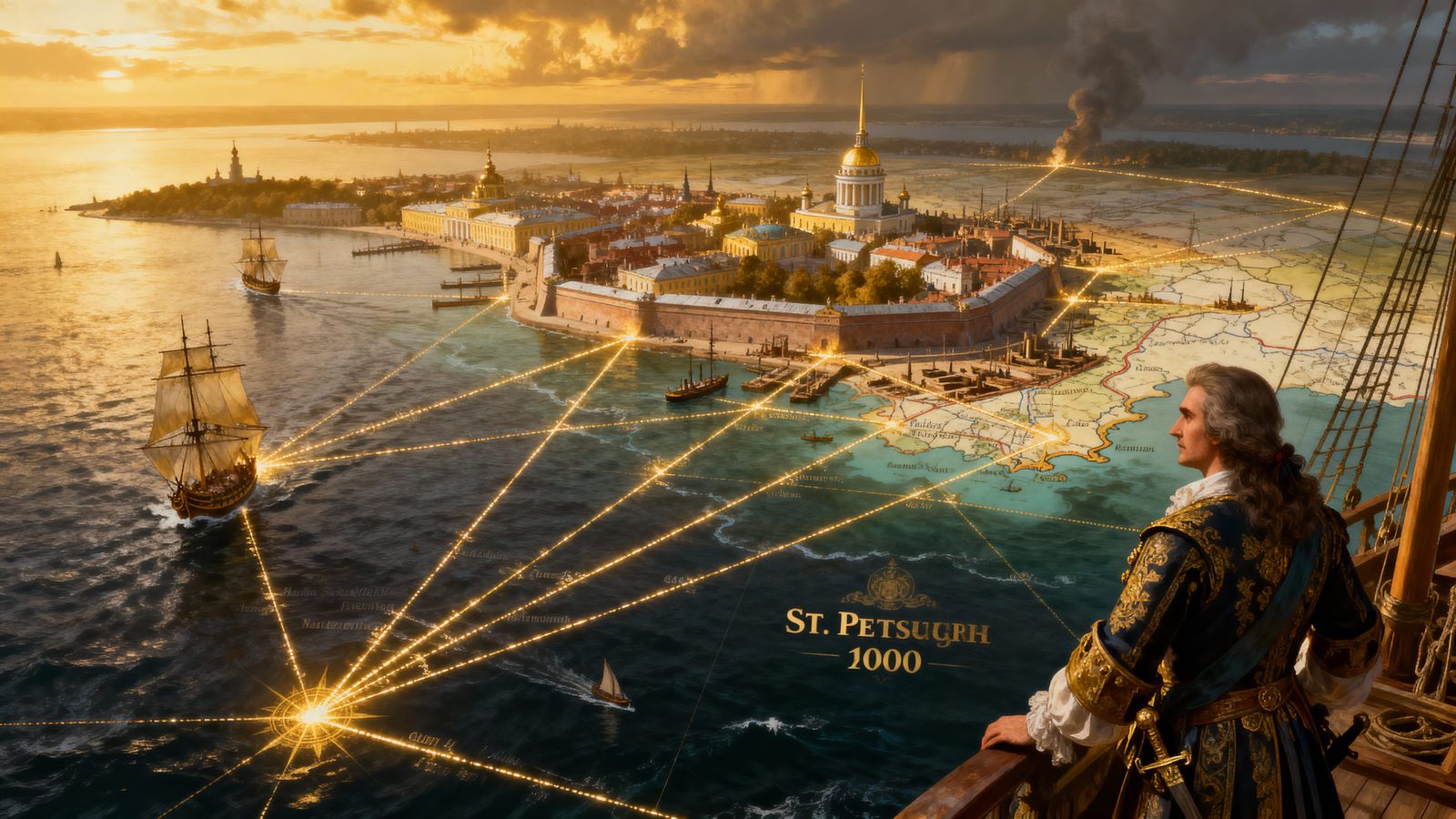 Historical Shipping Routes to St. Petersburg in 1700