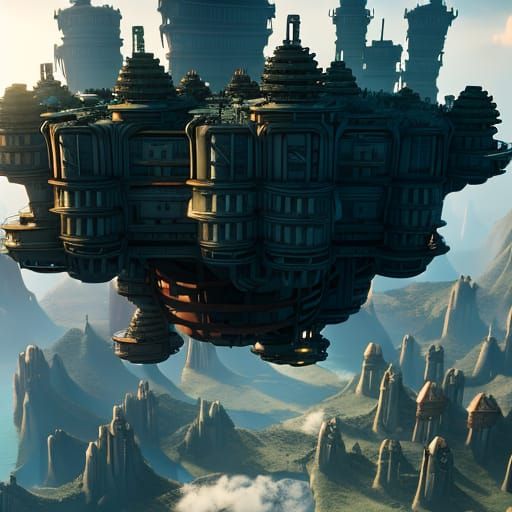 Upside Down Floating City in Grimmer Style