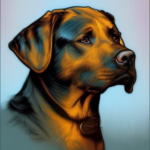 Hyperdetailed Labrador Retriever Portrait in Art Nouveau Sty...