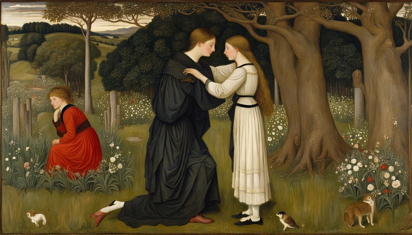 Love and the Maiden: A Pre-Raphaelite Allegory