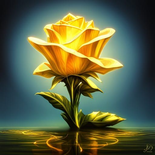 Giant Yellow Crystal Rose: Sci-Fi Concept Art