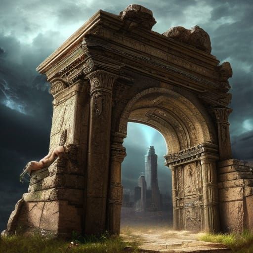 Mystical Portal: Ancient Ruins in Digital Painting