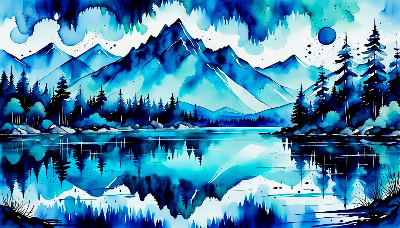 Ink Splatter Art: Textured Landscape