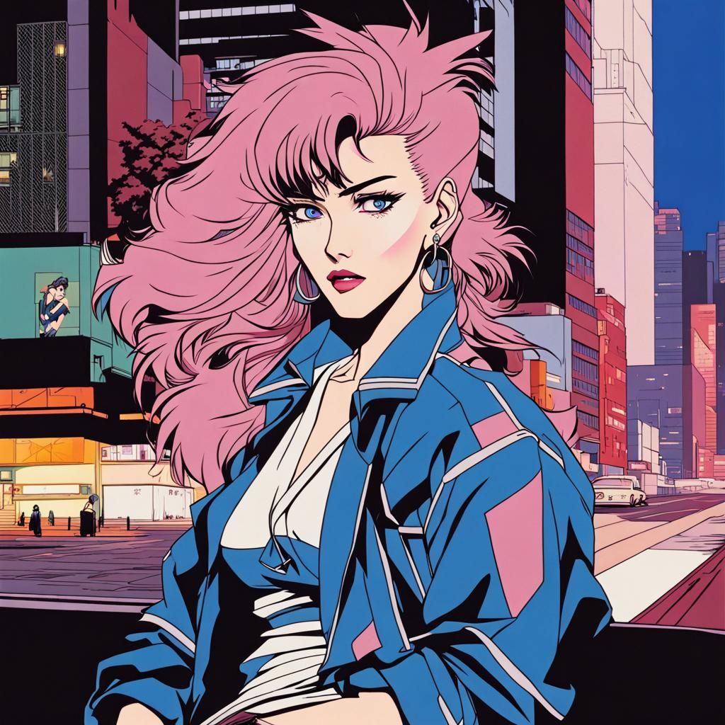 Anime Jem Posing in 80s Nagel Style