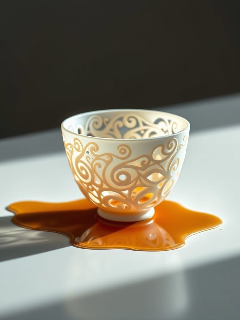 Ethereal Tea Cup on Minimalist Tabletop