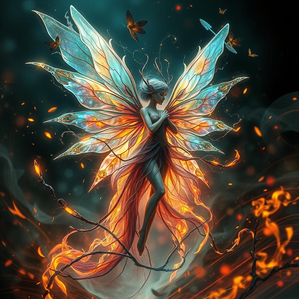 a stunning fairy mixed  with touches of all four elements mi...