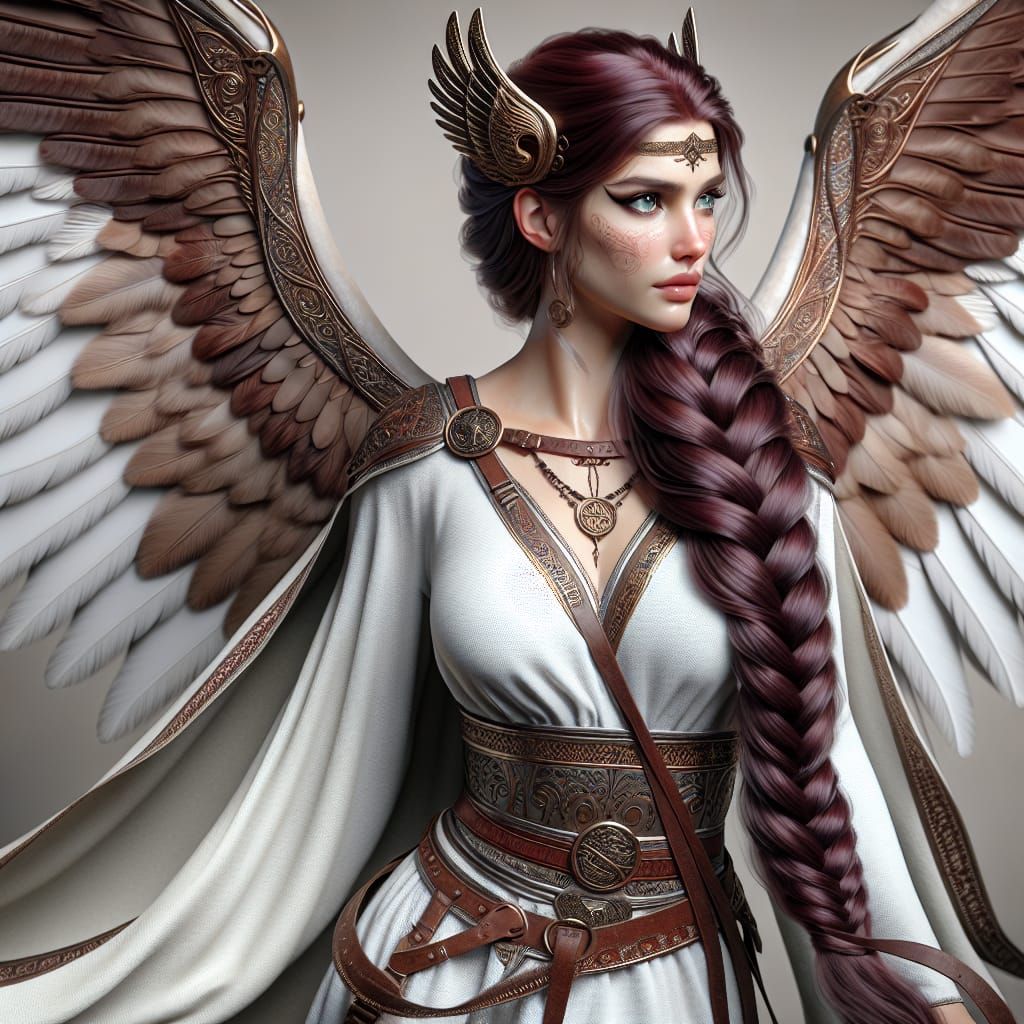 Viking Battle Goddess Rota in Art Nouveau Style