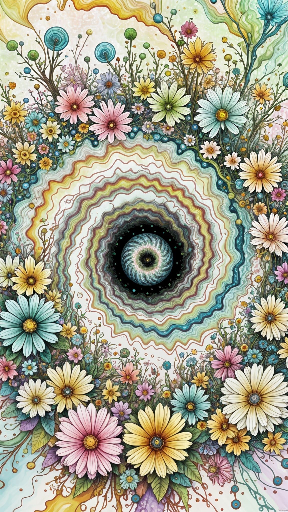 Surreal Liquid Neon Swirl Art in Vortex