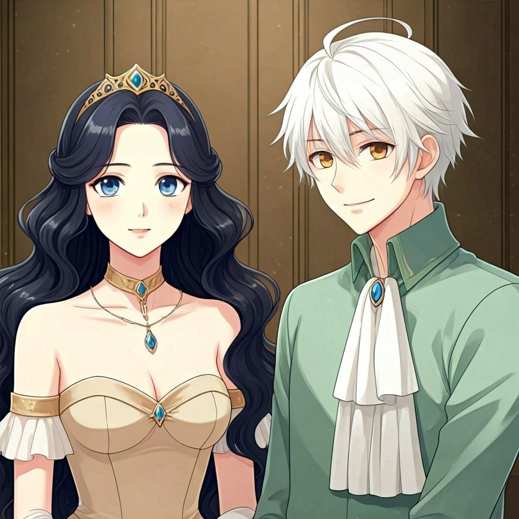 Cute Princess and Prince Couple in Anime Style