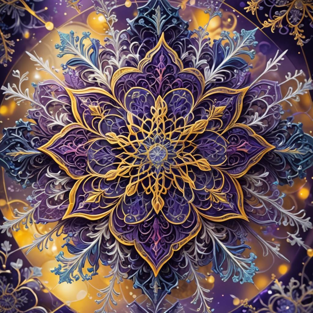 Intricate Snowflake with Sacred Geometry in Fantasy Art