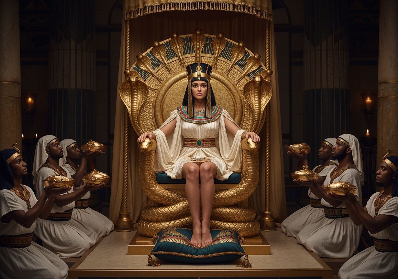 Egyptian Queen on Gold Cobra Throne