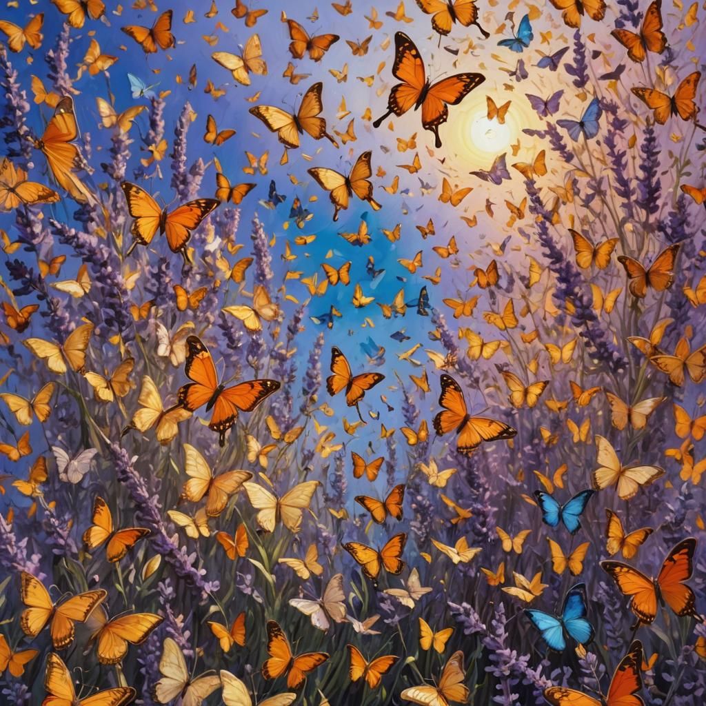 Butterflies Dancing in Sunlight: Van Gogh Style