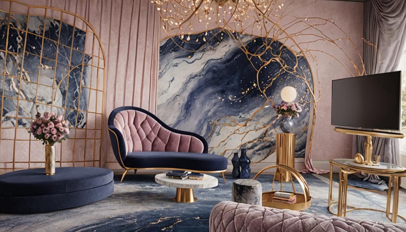 Lunar-Inspired Living Room with Celestial Elegance