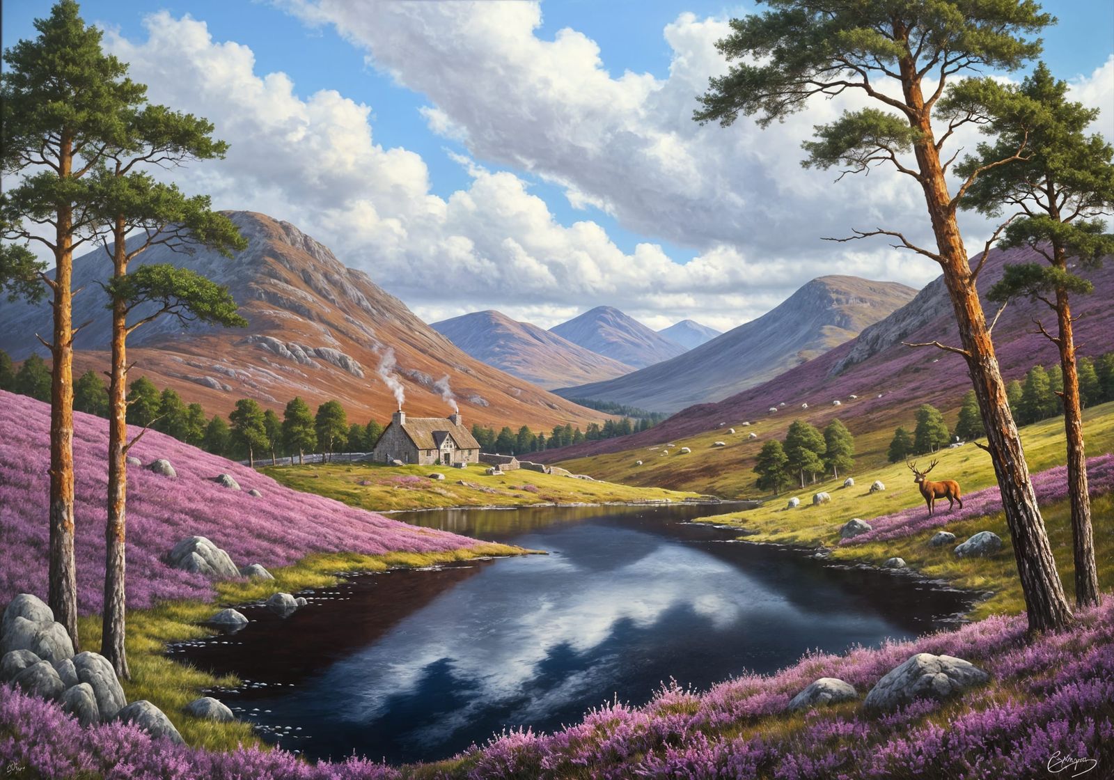 Mystical Scottish Loch as Wet-on-Wet Oil Painting