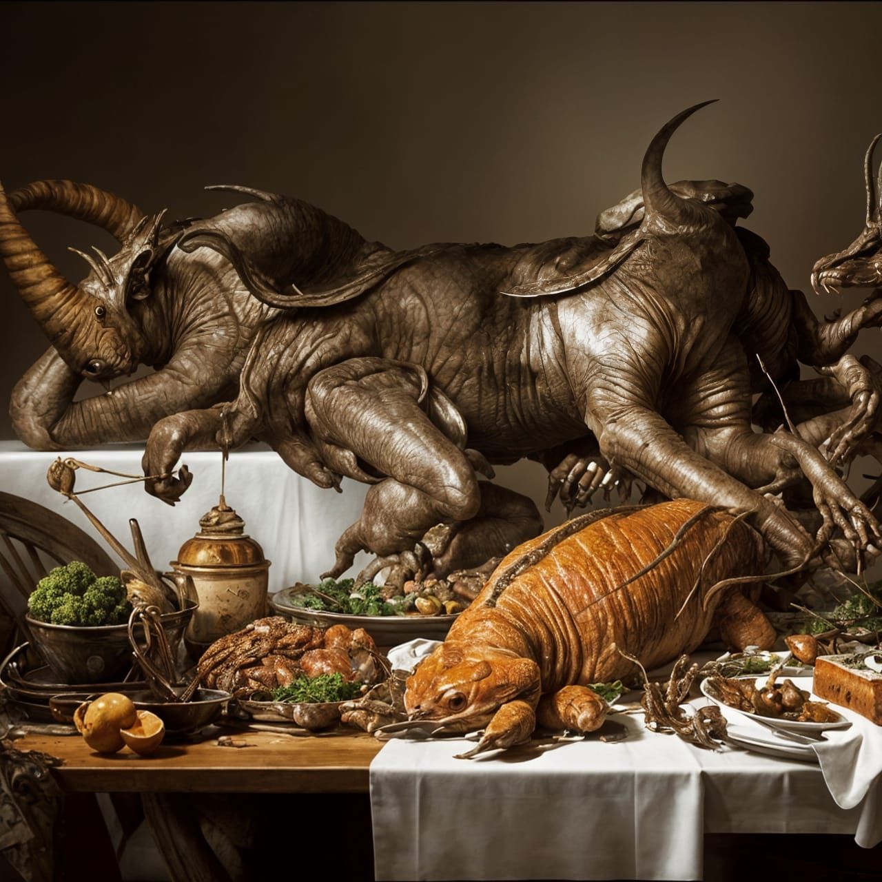 Hyperrealistic Kitchen Scene in Baroque Style