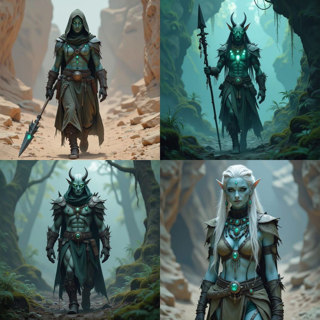 Myrrkin Silhouette: Tall, Wiry Humanoid with Bioluminescent ...