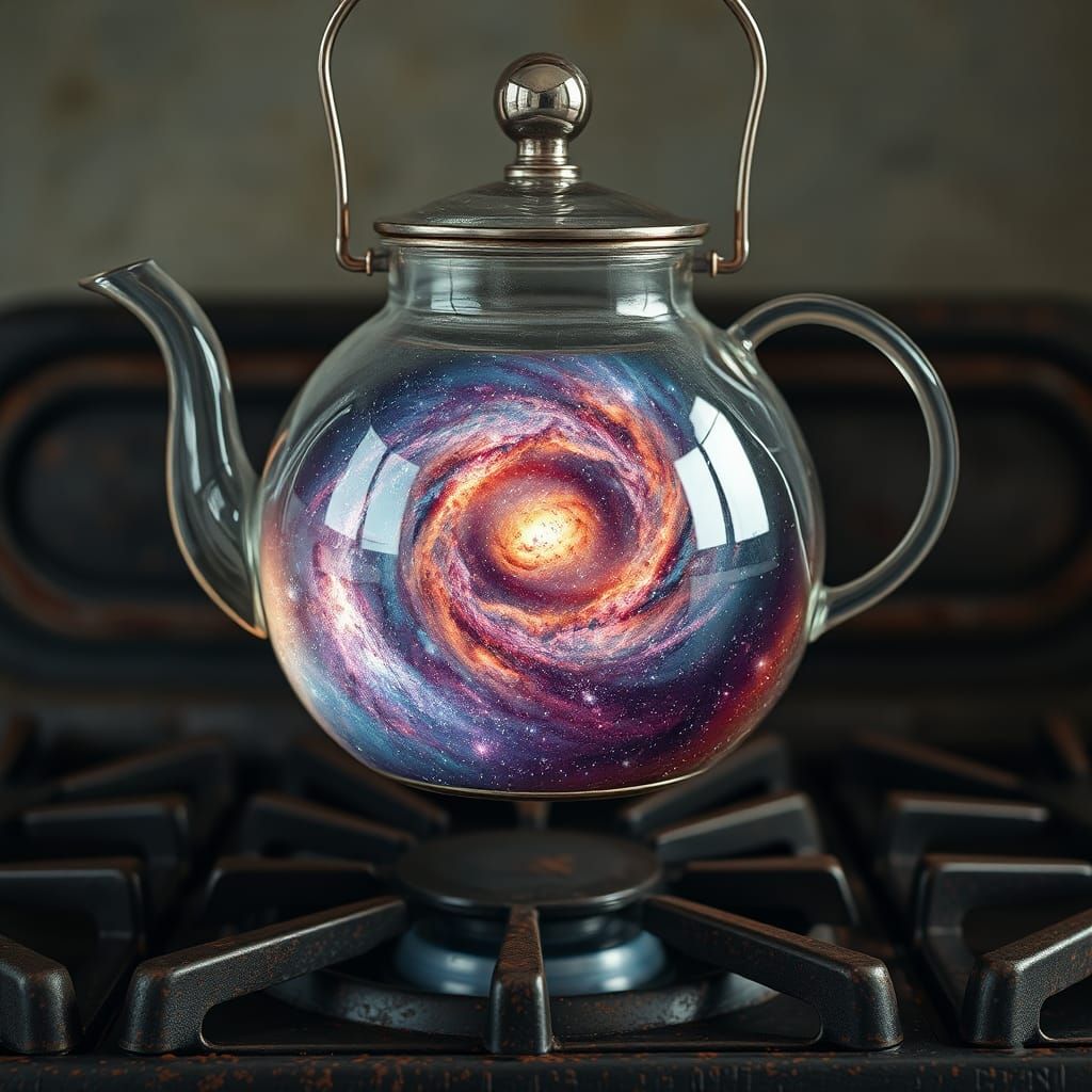 Galaxy in a Tea Kettle: Hyperrealistic Whimsy
