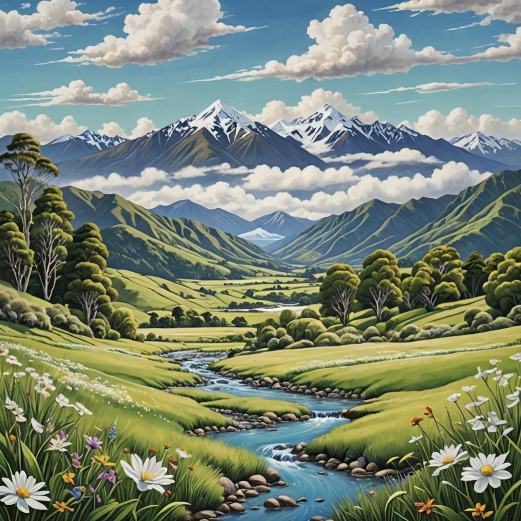 New Zealand Landscape Inspired by Visionary Art