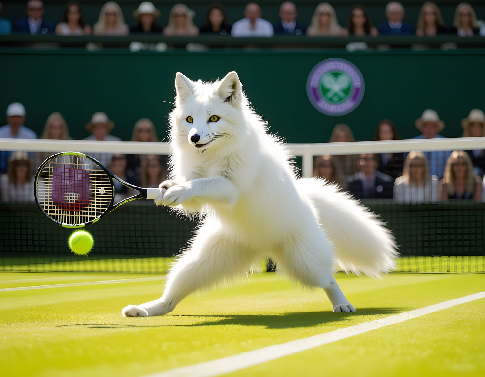 Arctic Fox Dominates Wimbledon in Hyperrealistic 3D Render