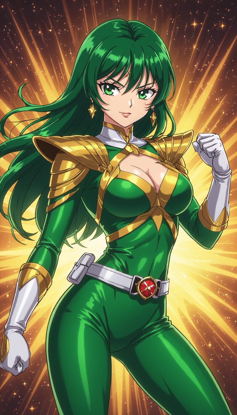 Green Ranger Girl in Manga Anime Style