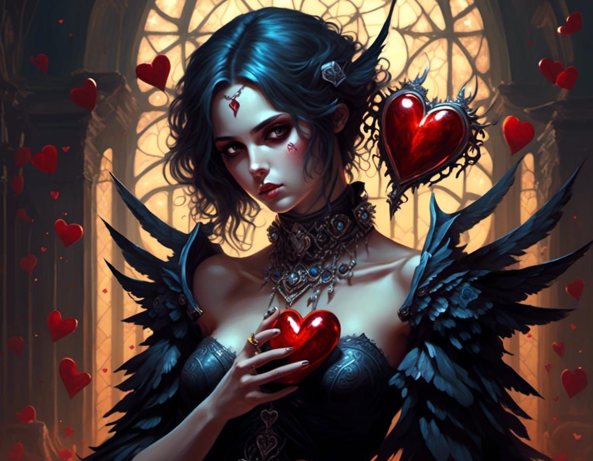 Reaper Holding Heart: A Dark Fantasy Rendering