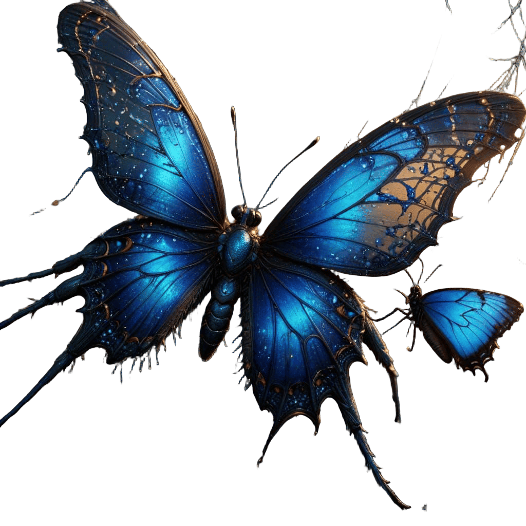 Spider Catches Blue Butterfly in Detailed Matte Painting