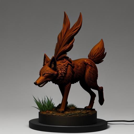 A medium-sized copper sculpture of a coyote. It was done in ...
